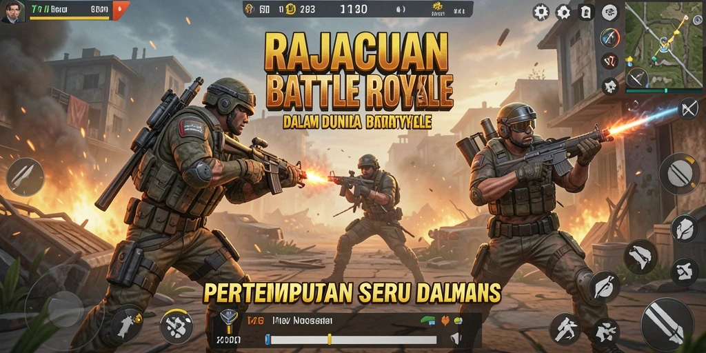 Tangkapan layar menampilkan pertempuran intens di RAJACUAN dengan pemain yang beraksi.