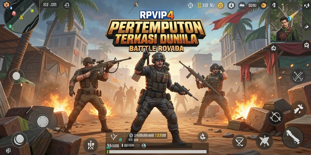 Gameplay seru RPVIP4 dalam pertarungan Battle Royale.