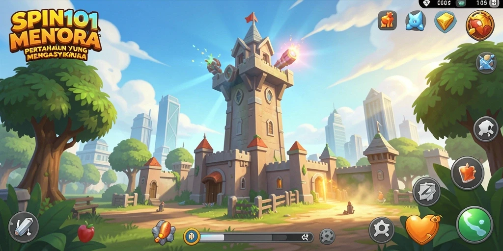 Tampilan gameplay SPIN101 yang menegangkan saat melawan gelombang musuh.