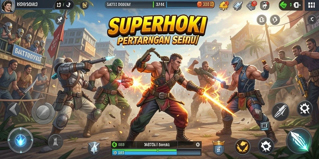 Tampilan seru gameplay <strong>SUPERHOKI</strong> dalam aksi Battle Royale yang penuh adrenalin.