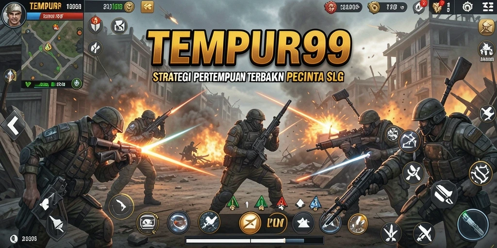 Screenshot gameplay TEMPUR99 dengan pertempuran strategis yang mendebarkan.